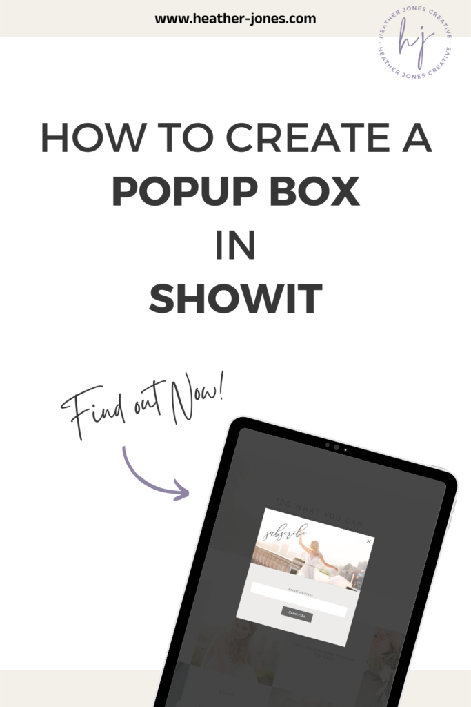 Showit Popup Box