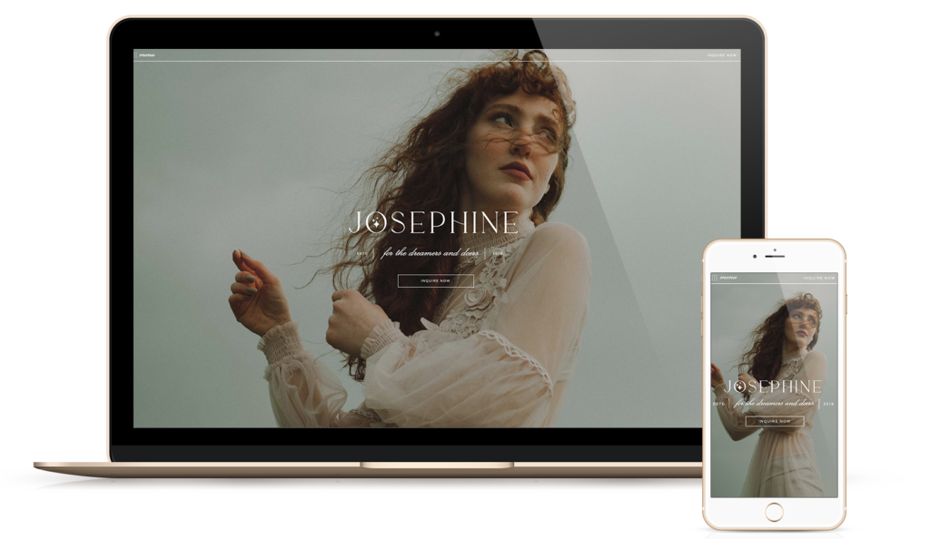 Josephine photography website design template, designed with vintage charm, moody aesthetics, and a feminine touch for creative professionals.